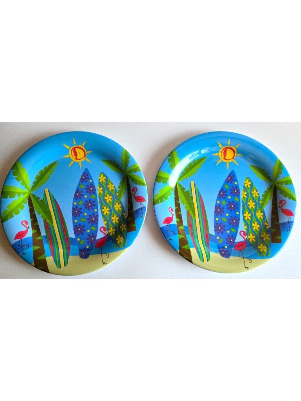 Plates w/SurfboardsMelamine Plates Set Of 2 Beach Surfboards Florida Hawaii